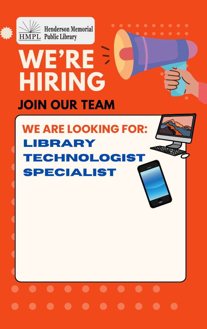 We are hiring signs with a loud speaker, computer, and cellphone