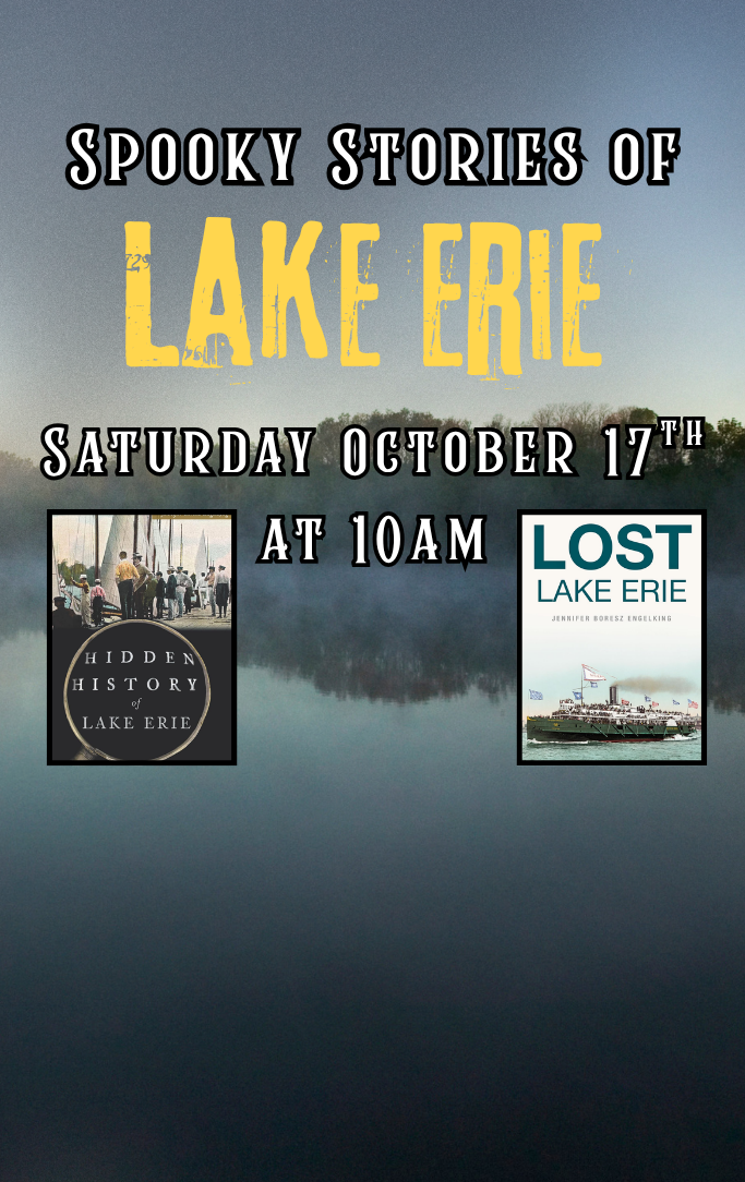 Lake Erie with Jennifer's book covers
